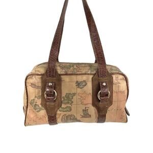 Alviero Martini 1st Classe Hand Bag - Leather Map Print Made in Italy 2011 $570